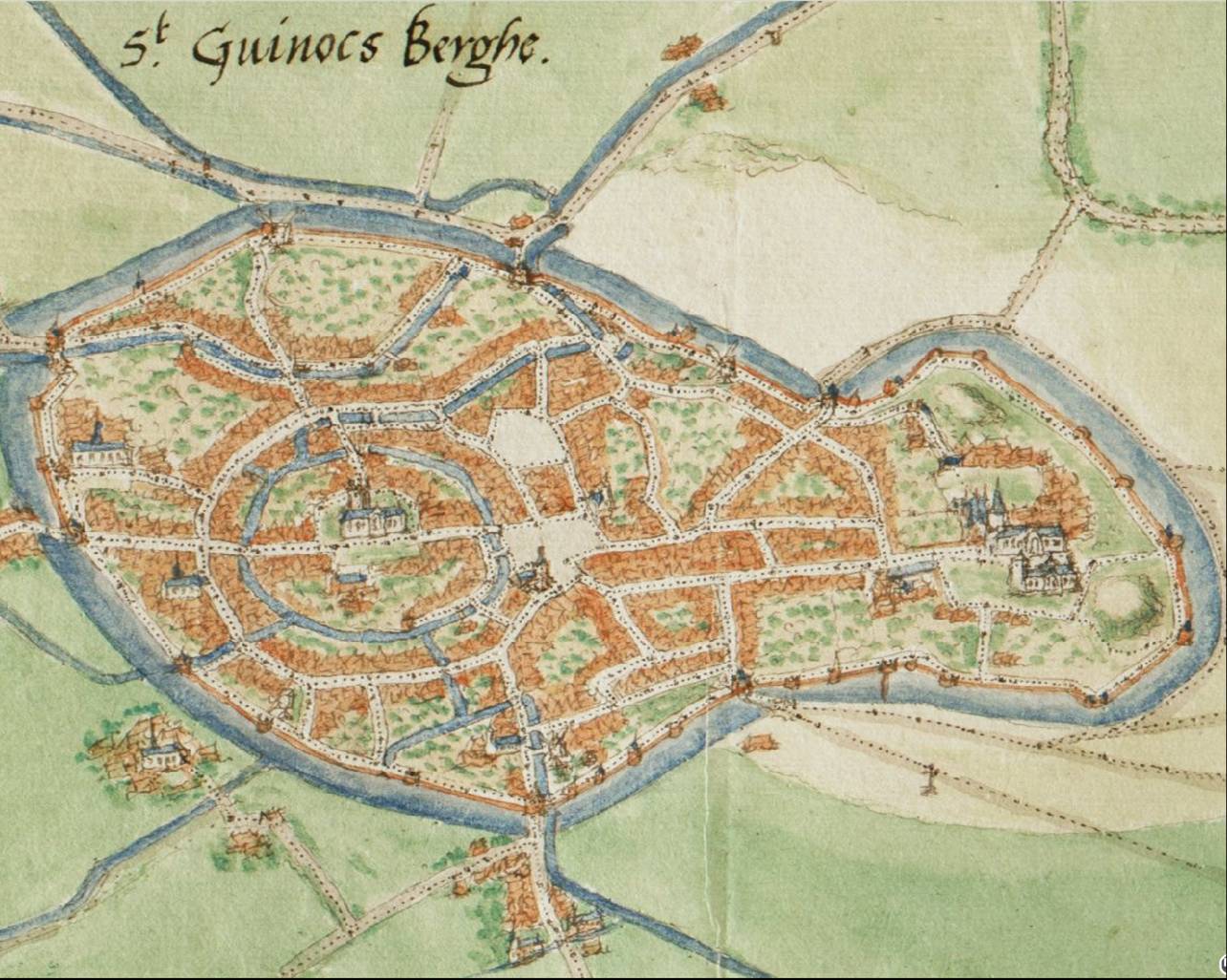 Plan de Bergues par Deventer en 1550