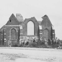 L'église de Morbecque en ruine en 1918